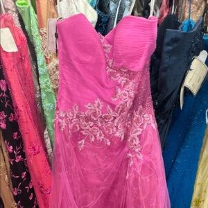 Jovani Fuchsia Strapless Wedding Gown